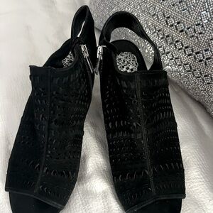 Vince Camuto Black Genuine Suede Leather Slingback Sandals